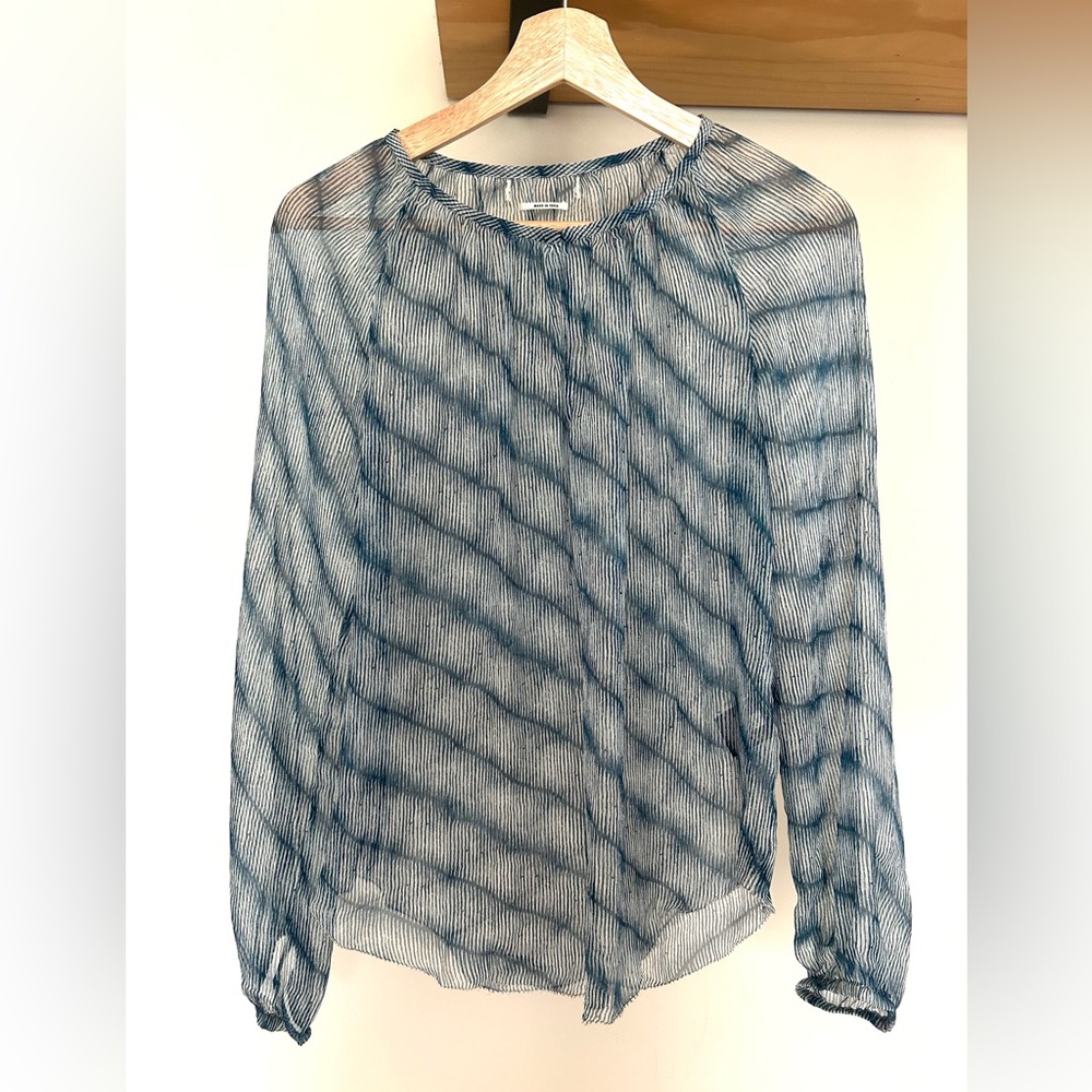 100% Silk Isabel Marant Long Sleeve Sheer Blouse Size Medium